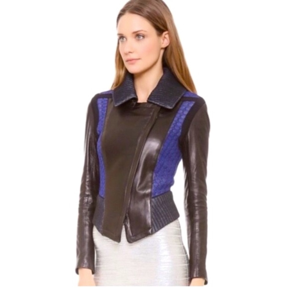 Ohne Titel Runway Color Block Leather Jacket
